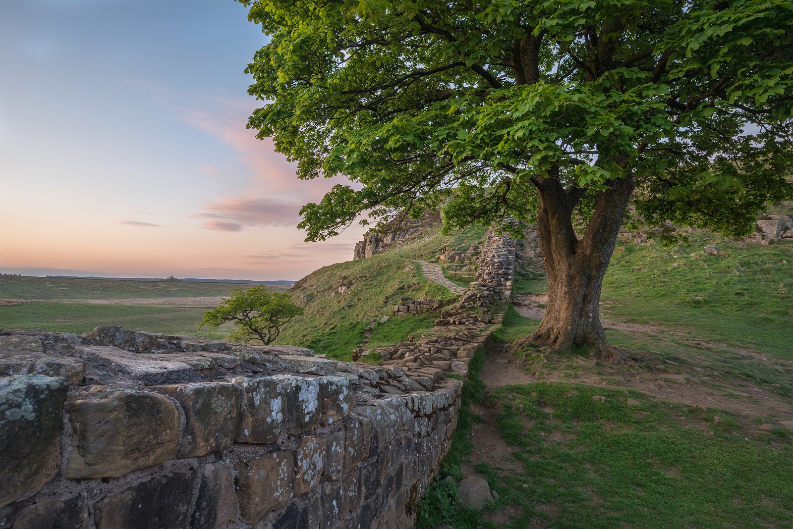 Beautiful Landscape Image Of Sycamore Gap At Hadrian's Wall In N